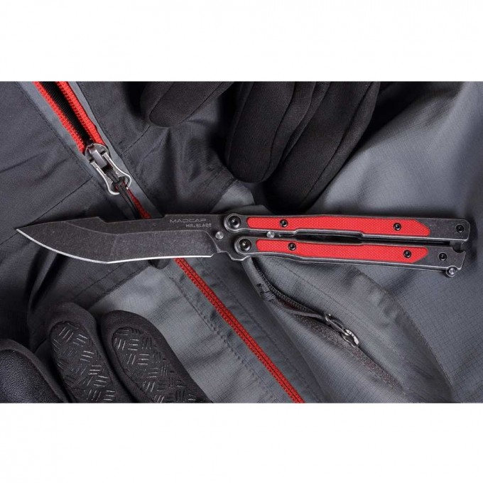 Нож бабочка MR BLADE MADCAP BLACK RED MB019